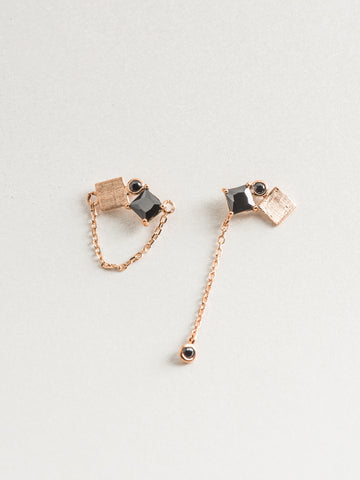 Tri-black stone Earrings